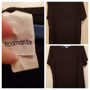 Short sleeve black round neck slinky shirt